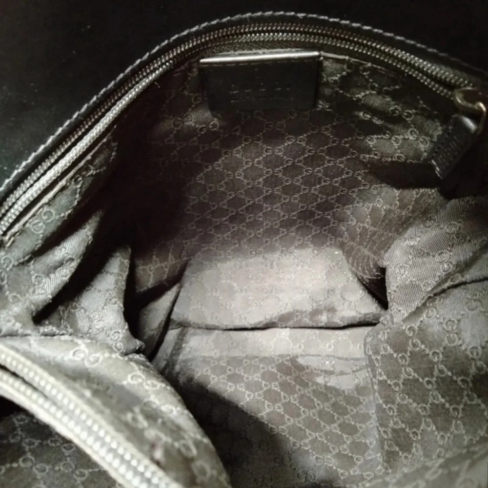 Gucci Sherry Line Shoulder Bag Beige Canvas Leather Bucket Purse - Picture 5 of 6